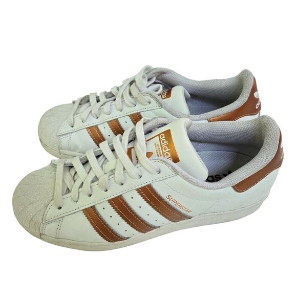 Adidas Superstar White Copper Metallic Sneakers 789002 Size 8 - Picture 3 of 10